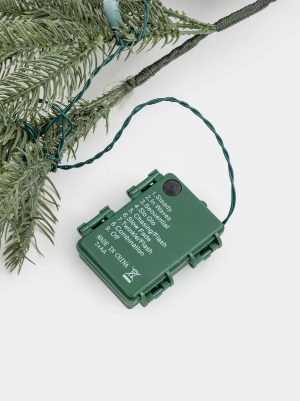 Ветка-гирлянда декоративная, 1,8 м, с подсветкой, пластик, Ель с блестками, Conifer silver, image-2