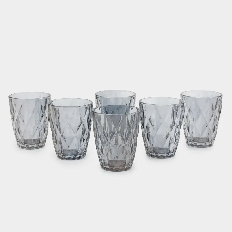 Стакан, 10 см, 270 мл, 6 шт, стекло Р, серый, Rhomb color