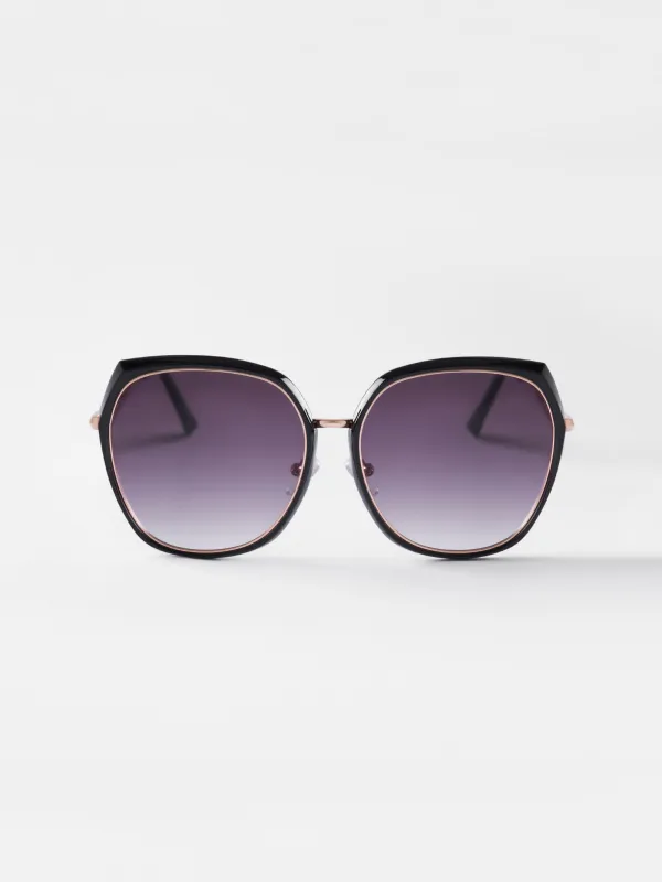 Күннен қорғайтын көзілдірік, пластик / металл, қара, Үлкен, геометриялық, image-0