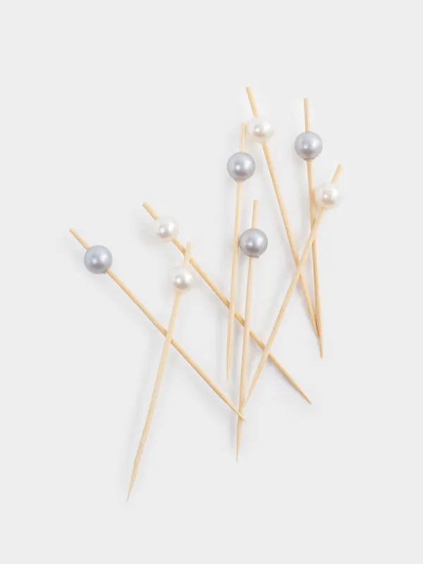 Канапеге арналған таяқша, 9 см, 20 дана, бамбук, сұр/ақ, Інжу, Lagoon, image-2