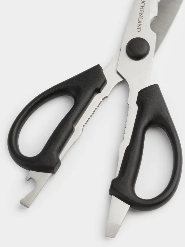 Ас үй қайшылары, 21 см, ашқышы мен жаңғақ жарғыш бар, болат / пластик, қара, Black style, image-1