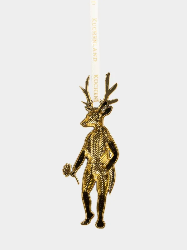 Шырша ойыншығы, 8 см, металл, қола, Фрактағы бұғы, Figure christmas, image-1