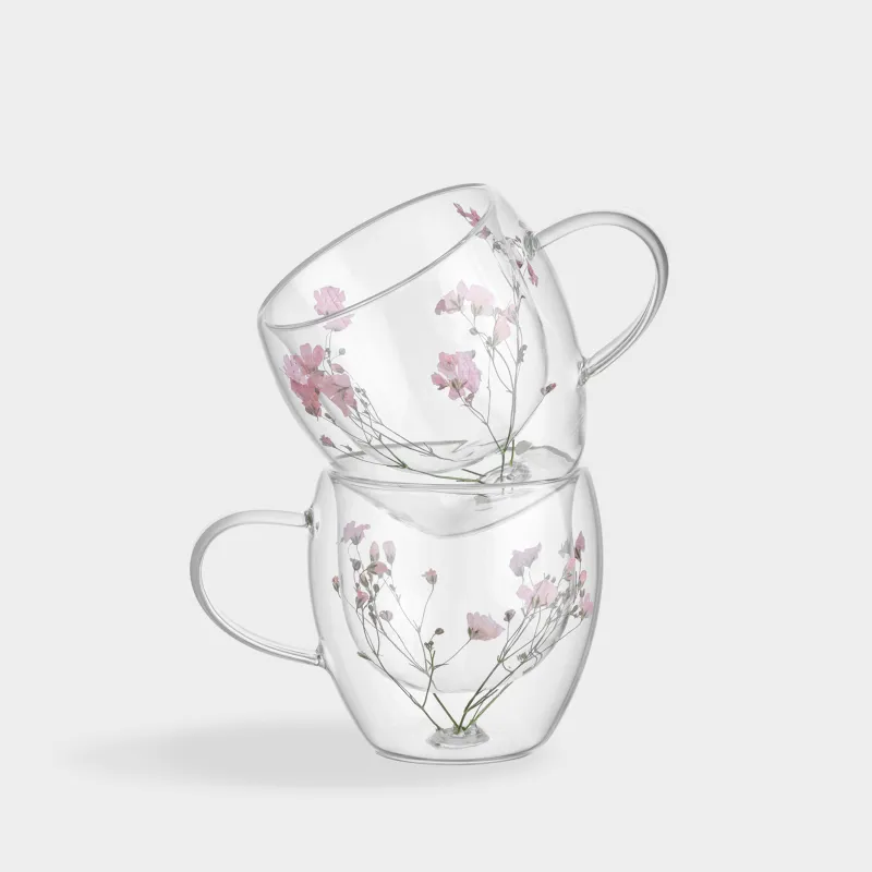 Саптыаяқ, 250 мл, 2 дана, шыны Б, ішінде кептірілген гүлдері бар, Air decor