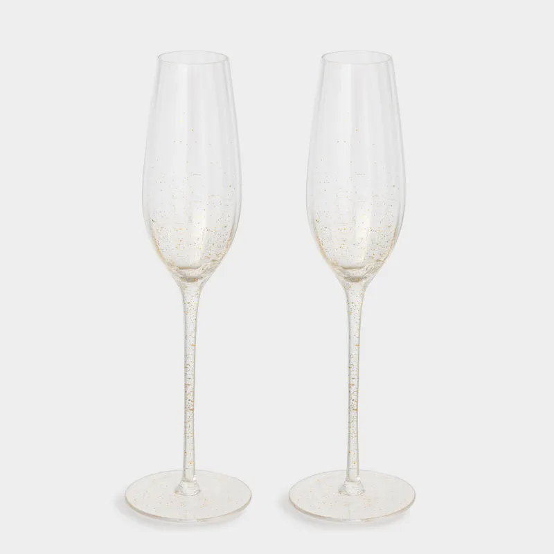 Бокал для шампанского, 210 мл, 2 шт, стекло, Золотистые брызги, Filo R speck