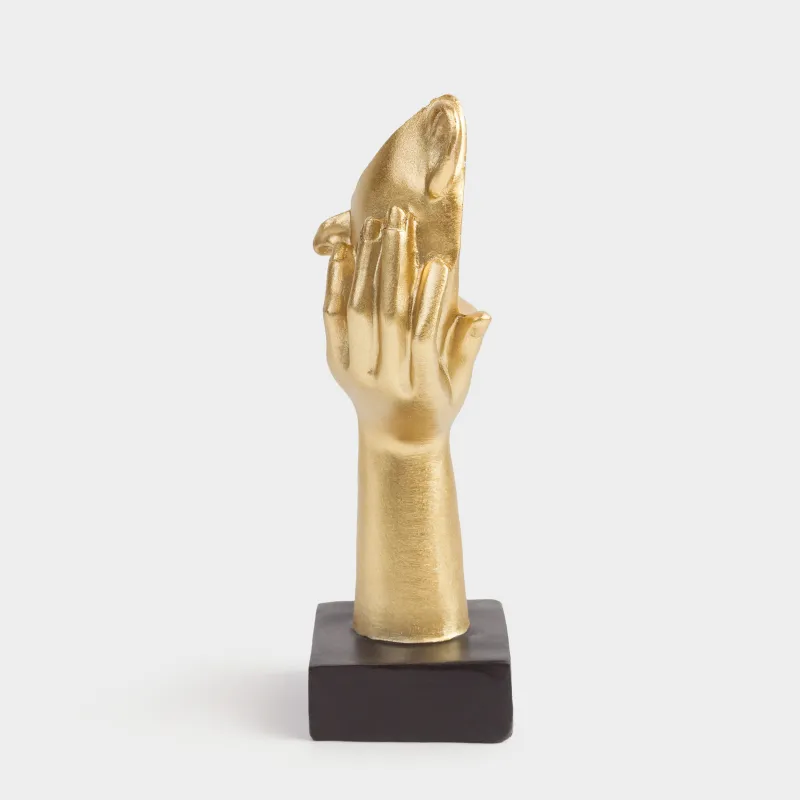 Мүсінше, 17 см, полирезин, алтын-қара, Бет фрагменті, Face, image-3