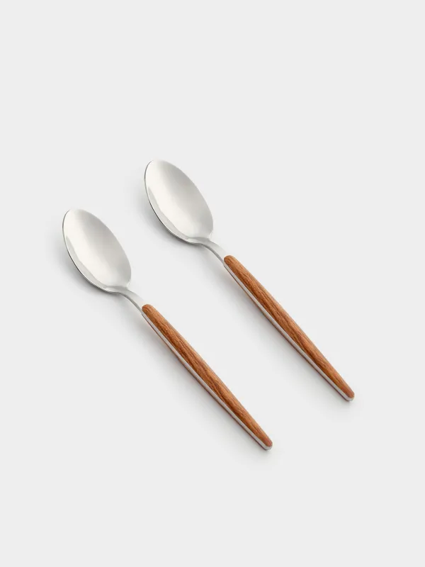 Ложка чайная, 2 шт, сталь/пластик, коричневая, Oslo, image-0
