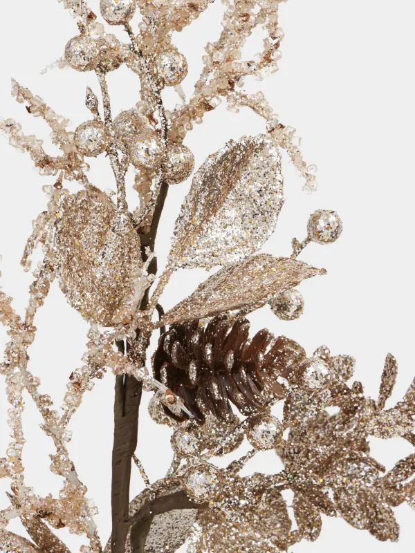 Ветка декоративная, 70 см, Золотистая ель с гранатом, Sparkle decor, image-3