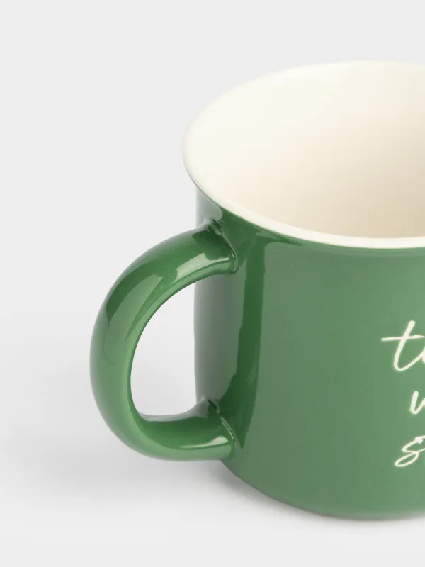 Саптыаяқ, 400 мл, фарфор N, жасыл, Time of winter stories, Mug title, image-1