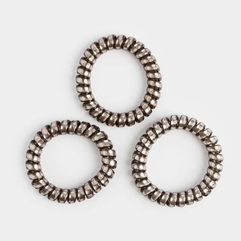 Резинка для волос, 5 см, 3 шт, ТПУ, серая, Спираль, Helix