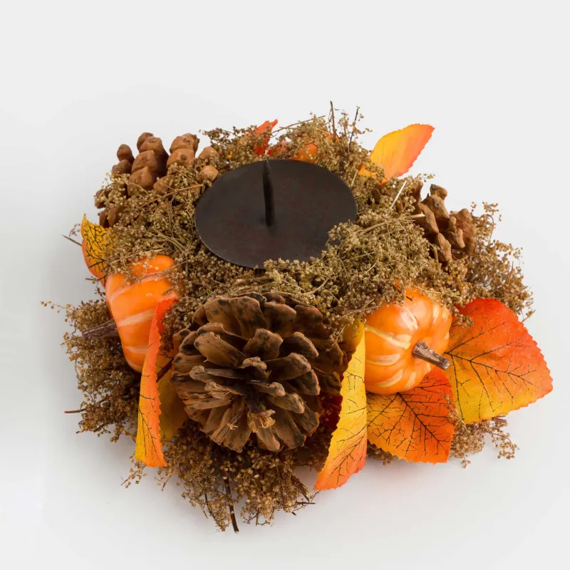 Подсвечник, 22 см, для чайной свечи, пенопласт, Осенняя композиция, Forest symphony, image-4