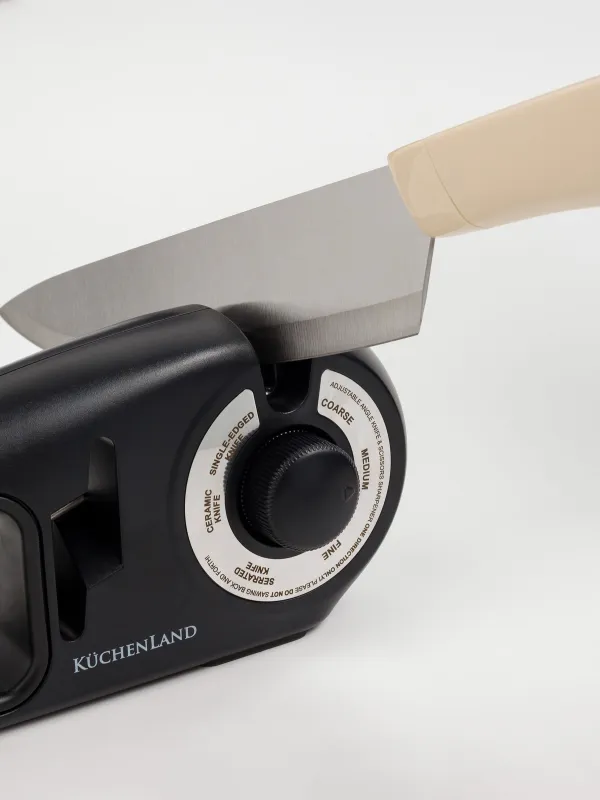 Точило для ножей и ножниц, 24 см, 3 этапа/4 вида заточки, пластик/керамика, черное, Liberica, image-3