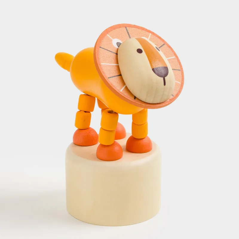 Ойыншық, 9х4 см, тартқыш, ағаш, сары, Арыстан күшігі, Leo, image-1