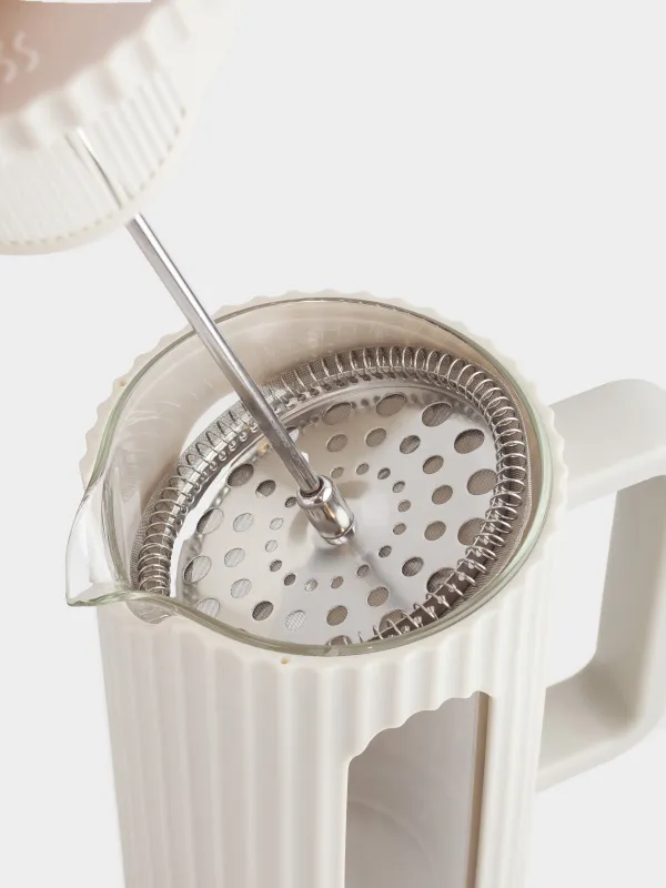 Френч-пресс, 1 л, стекло Б/сталь/пластик, бежевый, Ketto, image-6