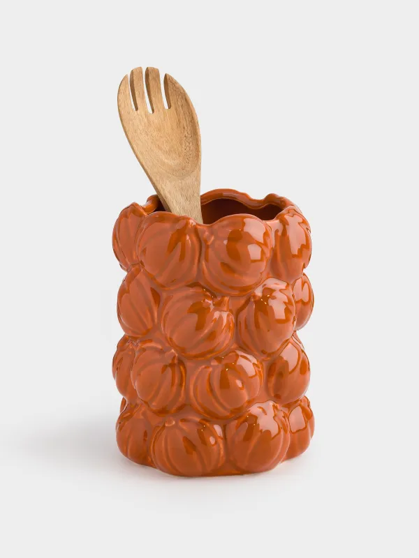 Подставка для кухонных принадлежностей, 16 см, керамика D, оранжевая, Тыквы, Forest symphony, image-6