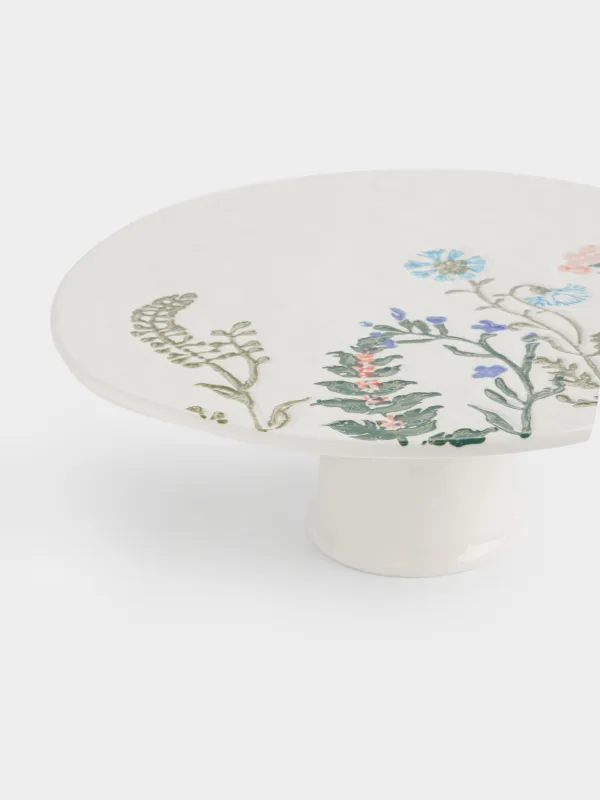 Ыдыс, аяқты, 25.5x10 см, фарфор N, сүт түстес, Кракелюрдегі шалғынды гүлдер, Floral meadow, image-2