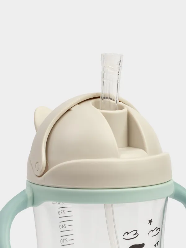 Ішуге арналған бөтелке, балаларға арналған, 350 мл, тритан, сұр және көгілдір, Скейттегі ит, Kiddy, image-2