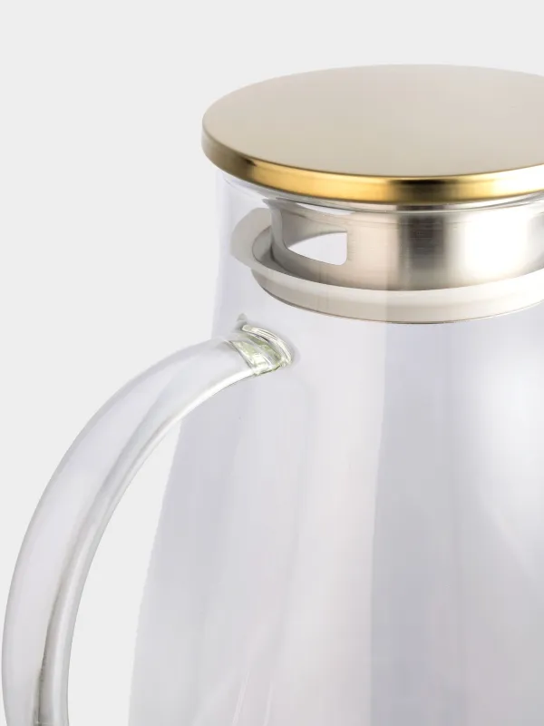 Кувшин, 2 л, с крышкой-фильтром, стекло Б/сталь, золотистый, Classic gold, image-4