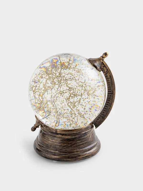 Қар шамы, 14x16 см, жарықтандырылған, пластик, алтын, Глобус, Golden style, image-1