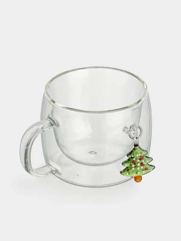 Кружка, 330 мл, стекло Б/металл, с подвеской, Елка, Air figure, image-2