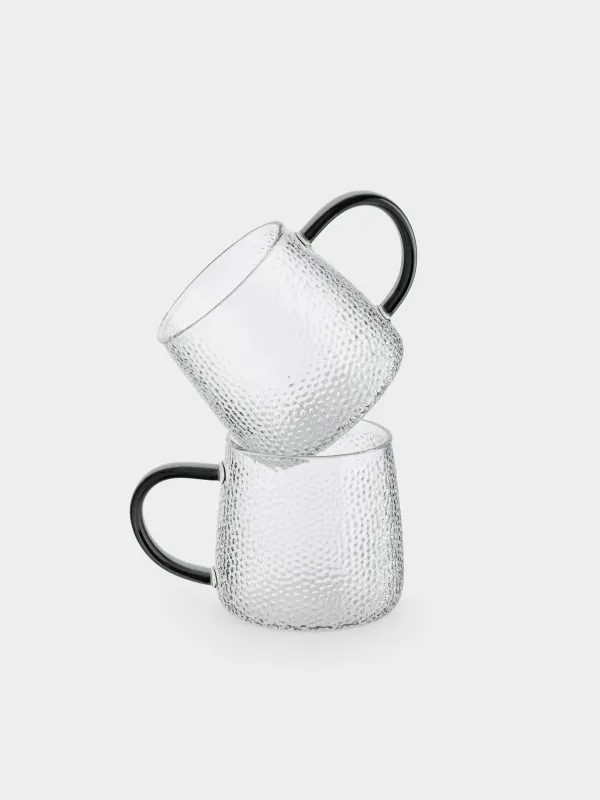 Кружка, 340 мл, 2 шт, стекло Б, с серой ручкой, Dawned, image-0