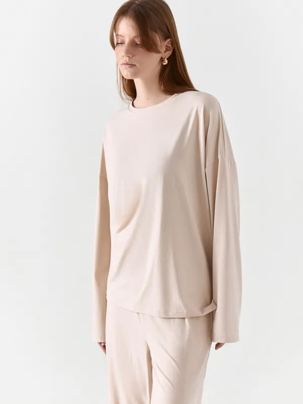 Әйелдерге арналған лонгслив, үйге арналған, өлшемі M, полиэстер/эластан, құм, Vitalina, image-2