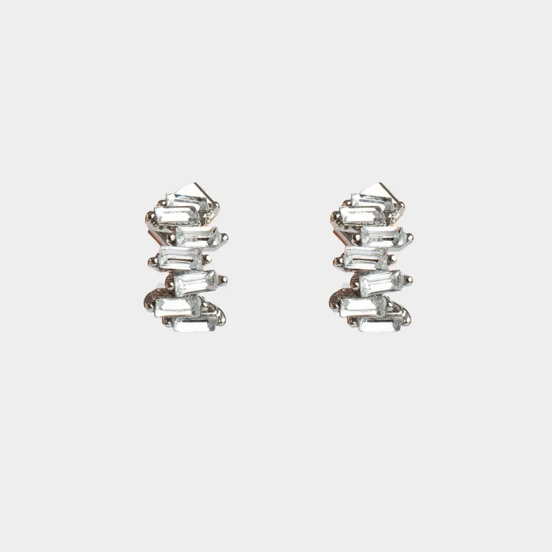 Пуссет сырғалары, 1 см, 2 дана, металл/акрил, күміс, Кристалдар, Jewelry crystal