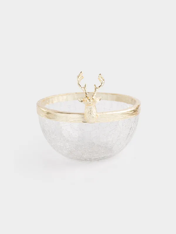 Кесе, 14х17 см, шыны/металл, алтын, Бұғы, Arctic deer, image-0