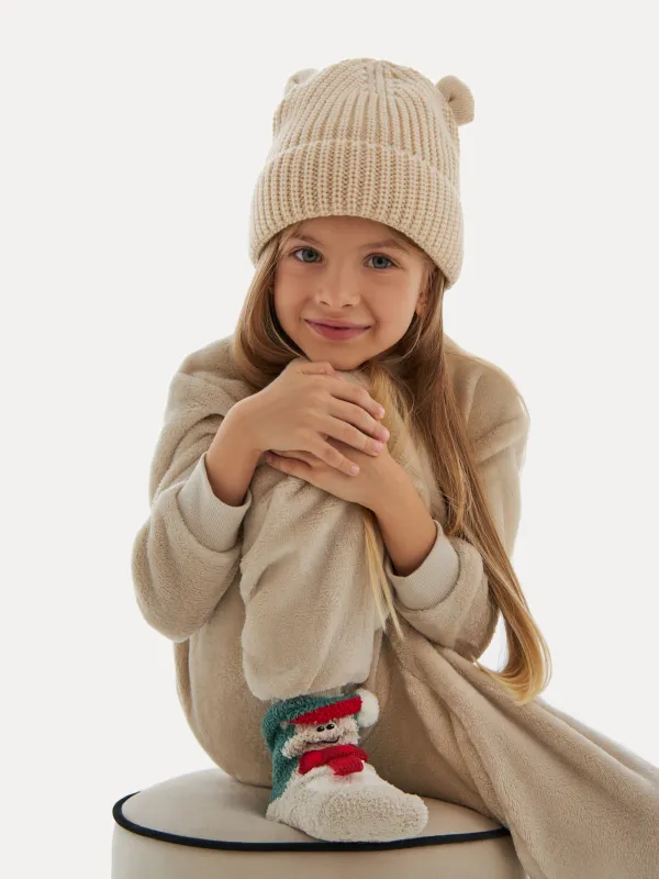 Балалар бас киімі, 54 см, бірыңғай өлшемді, акрил, сүт түсті, Құлақ, Warm kids, image-3