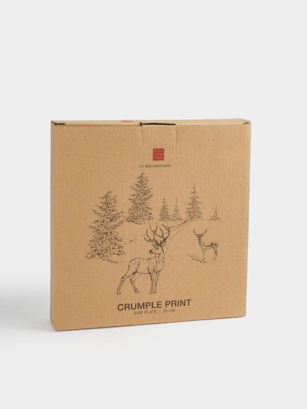 Тіскебасар тәрелкесі, 23 см, керамика, ақ, Ормандағы бұғы, Crumple print, image-5