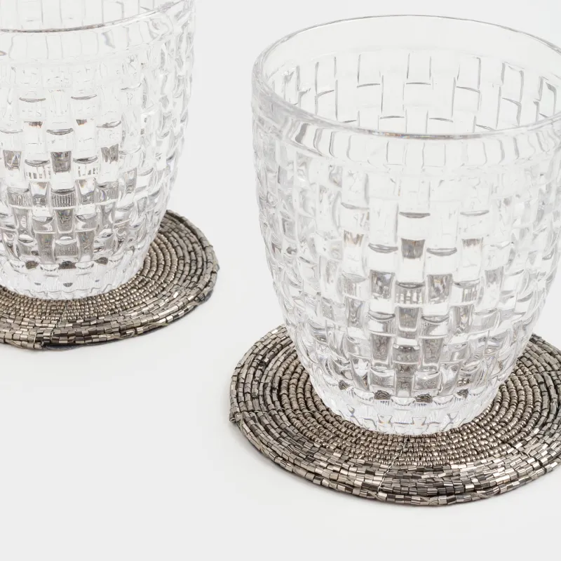 Шыныаяқ асты түпқойма, 10 см, 2 дана, бисер, дөңгелек, қою сұр, Shiny beads, image-4