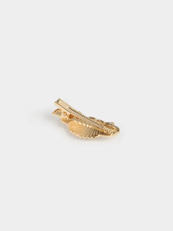 Заколка для волос, 5 см, металл, золотистая, Ракушки, Jewelry seaside, image-2
