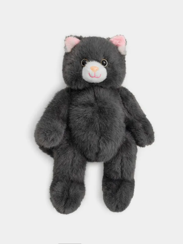 Ойыншық, 30 см, жұмсақ, жылжымалы табандары бар, полиэстер/пластик, графит, Мысық, Cat, image-0