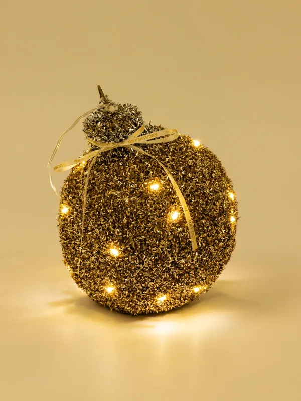 Мүсінше, жарықтандырылған, 20 см, пластик, шампан, Жылтырақтары бар шырша шары, Frosty sparks, image-4