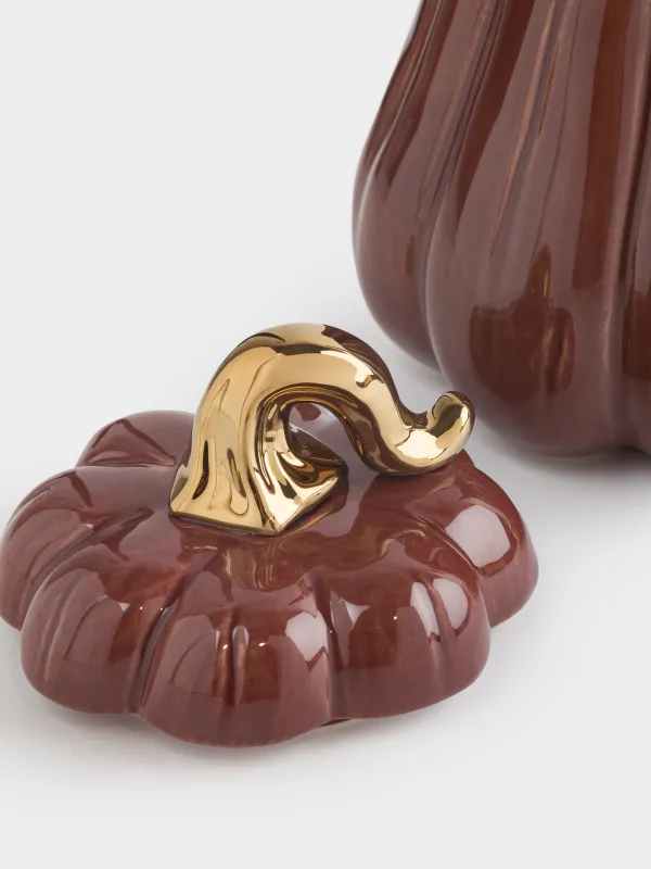 Сақтау ыдысы, 15х16 см, мл, керамика, қою қызыл-алтын, Асқабақтағы кірпі, Colors autumn, image-4