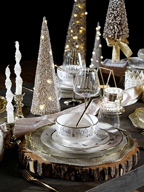 Шырша-конус, 20 см, жарықтандырылған, металл, шампан, Қарлы шырша, Frosty sparks, image-3