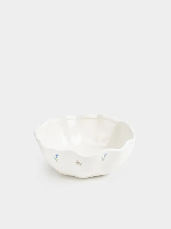 Салат ыдысы, 21х8 см, 1,2 л, керамика, сүт түстес, Нәзік гүлдер, El flora, image-1