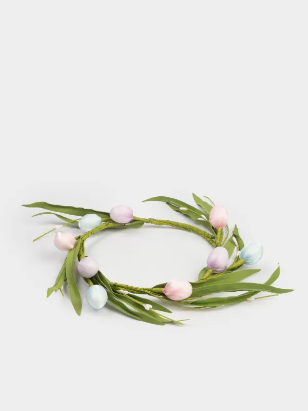 Венок декоративный, 15/34 см, пенопласт/полиэстер, Пасхальные яйца, Flora Easter decor, image-2