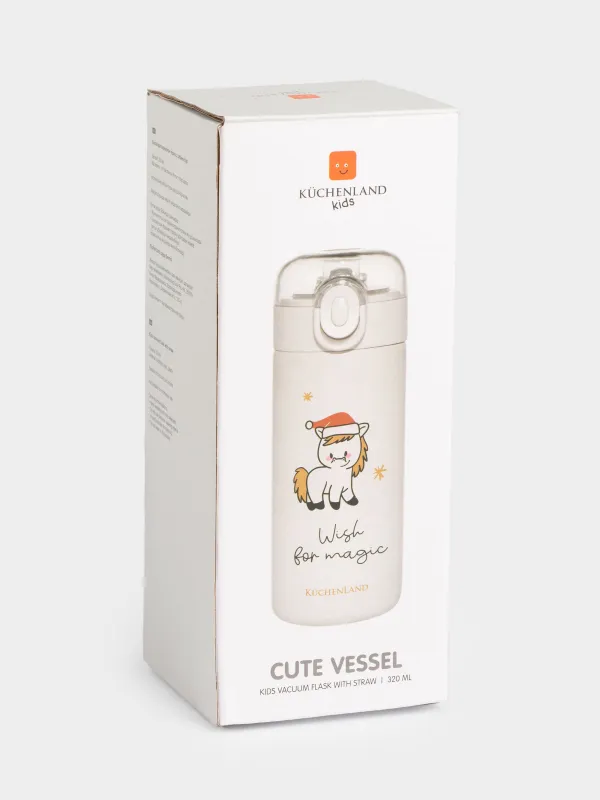 Балаларға арналған термос, 320 мл, сабаны бар, болат/пластик, сарғылт-қоңыр, Жылқы, Cute vessel, image-7
