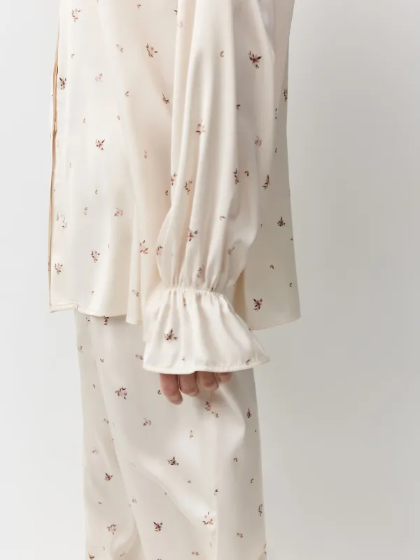 Әйелдер шалбары, үйге арналған, өлшемі S, полиэстер К, сүт түстес, Гүлдер, Roldia, image-2