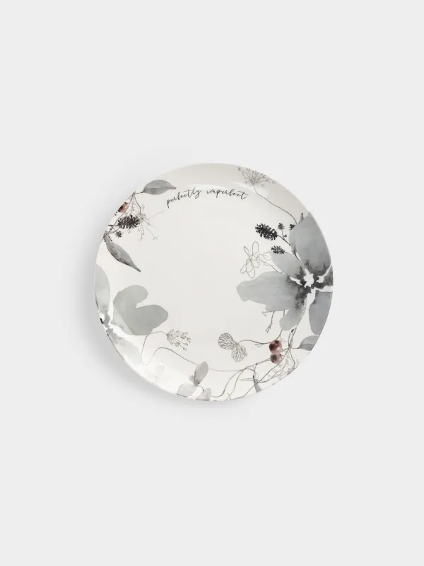 Түскі ас тәрелкесі, 27 см, фарфор N, Сұр гүлдер, Watercolor, image-0