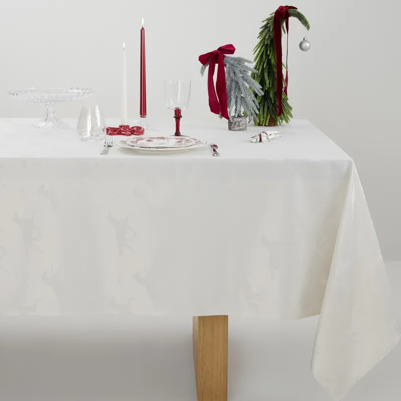 Дастархан, 160х160 см, жаккард, полиэстер, сұр-сарғылт-қоңыр, Жылқылар, Graceful horses