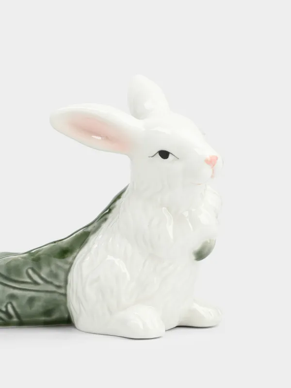 Сәндік ыдыс, 26х15 см, фарфор Р, сүт түстес және жасыл, Қырыққабаты бар қоян, Cabbage, image-2