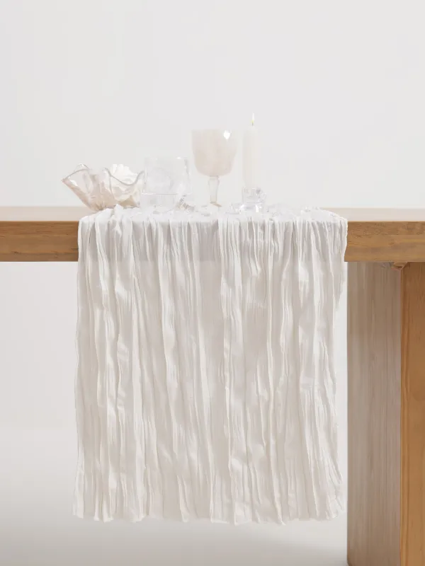 Дорожка настольная, 40х160 см, Мятый эффект, Wavy white, image-2