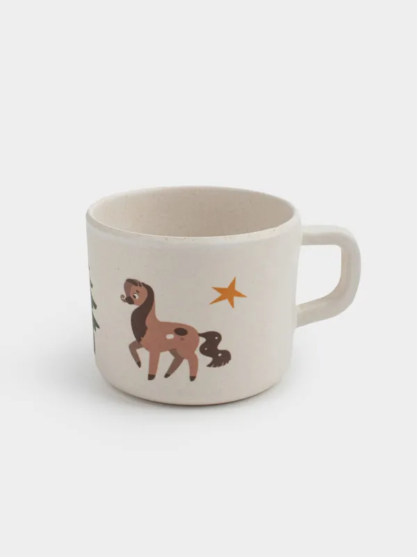 Ыдыс-аяқ жинағы, балаларға арналған, 3 дана, бамбук, қызыл-жасыл, Шыршасы бар жылқылар, Little horse, image-3