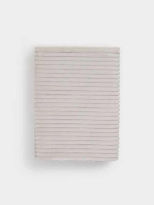 Плед, 130х170, фланель, құм, көлемді жолақтар, Flannel, image-0