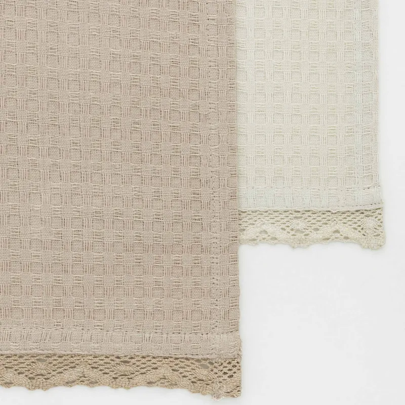 Ас үй сүлгісі, 40х60 см, 2 дана, шілтермен, мақта, сарғылт-қоңыр, Waffle, image-3