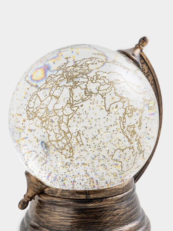 Қар шамы, 14x16 см, жарықтандырылған, пластик, алтын, Глобус, Golden style, image-4
