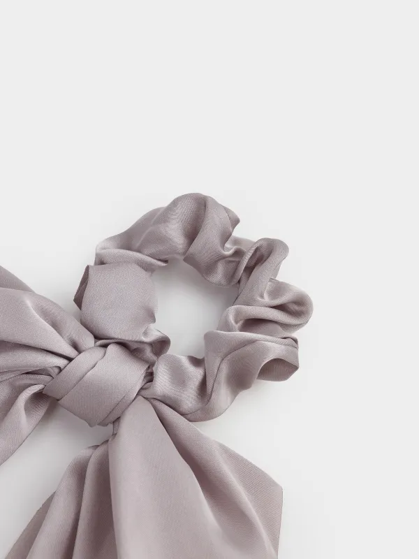 Шашқа арналған резеңке, 25 см, бауы бар, сәтен, сұр, Silk, image-1