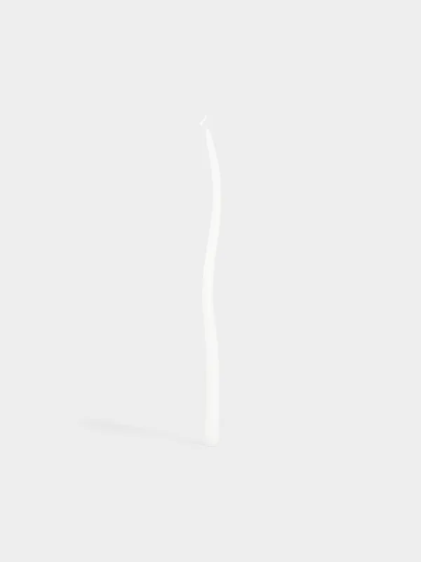 Шам, 10 см, 2 дана, жіңішке, сүт түстес, толқынды, Shape candle, image-1