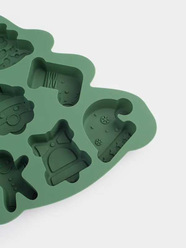 Набор для выпечки, 8 пр, лопатка/формы/штамп, силикон/сталь, зеленый, Новый год, Bakery color, image-6